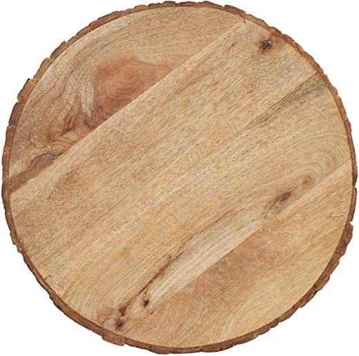 SARO LIFESTYLE Sousplat Collection Bark Edge Wood Charger Plates (Set of 4), 14″, Natural