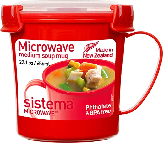 Sistema Microwave Collection Soup Mug 22.1 Oz, Red