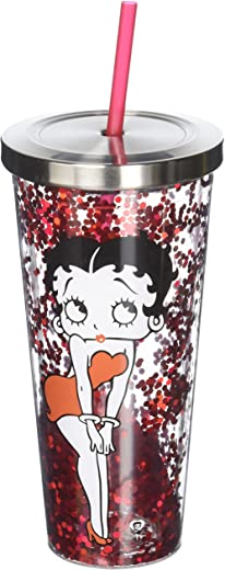 Spoontiques Betty Boop Glitter Cup with Straw