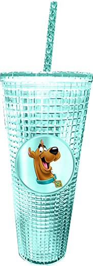 Spoontiques – Scooby Doo Diamond Cup with Straw – Acrylic 20 Oz. Tumbler Drinkware with Lid
