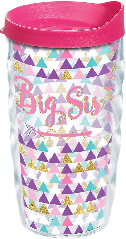 Tervis Big Sis Tumbler with Wrap and Fuchsia Lid 10oz Wavy, Clear