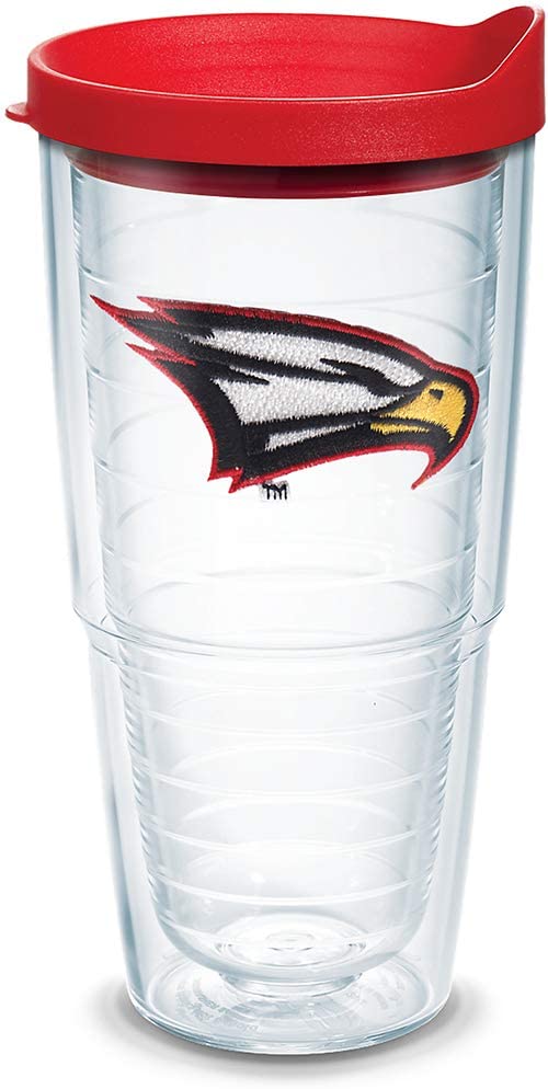 Tervis Polk State Eagles Logo Tumbler with Emblem and Red Lid 24oz, Clear