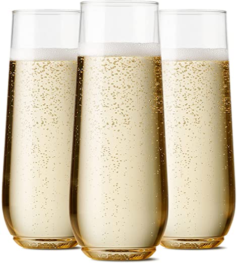 TOSSWARE POP 9oz Flute, Premium Quality, Recyclable, Unbreakable & Crystal Clear Plastic Champagne Glasses