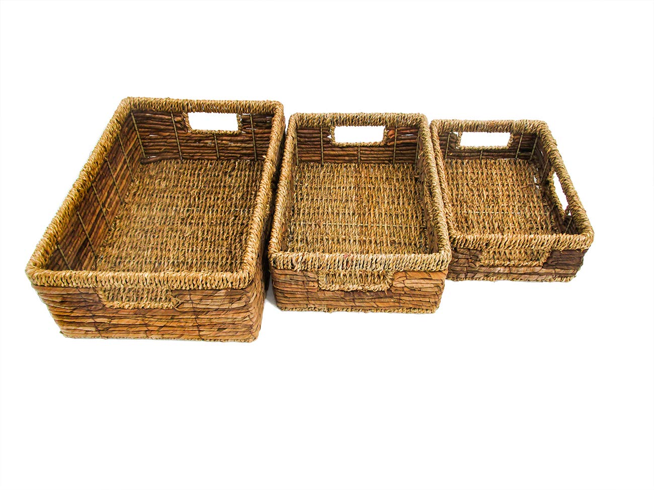 Trademark Innovations Banana Leaf Nesting Basket Organizer Set with Handles (Set of 3)