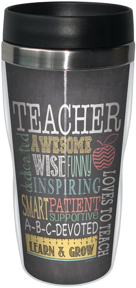 Tree-Free Greetings Jo Moulton Awesome Teacher Travel Mug, Stainless Lined Coffee Tumbler, 16-Ounce – Gift for Teacher Appreciation Week