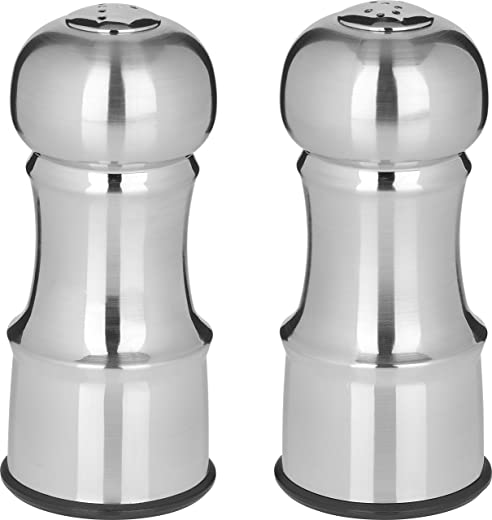 Trudeau Stainless Steel 4-1/2-Inch Salt and Pepper Shakers, Tall