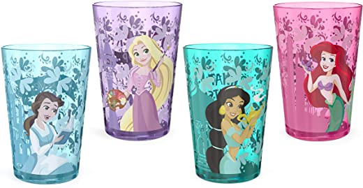 Zak Designs 14.5oz Disney Princess Nesting Tumbler Set Includes Durable Plastic Cups, Fun Drinkware is Perfect for Kids, 4pk (14.5oz, Belle &…
