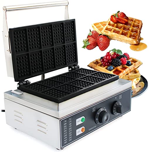 10pcs Commercial Waffle Maker Electric Waffle Machine 110V Temperature 122-572℉,No-Stick Belgian Waffle Baker for Restaurant and Home Use