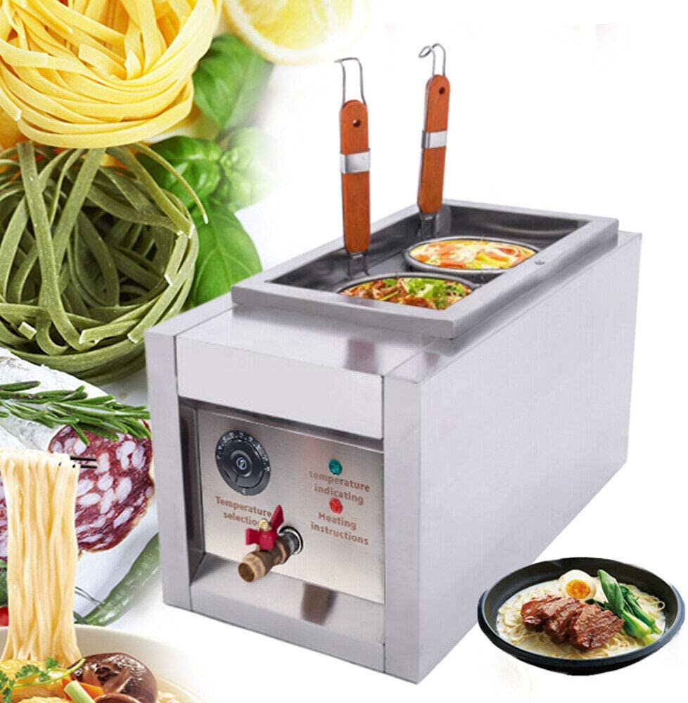 2 Holes Stainless Steel Noodle Cooking Machine Pasta Makers 2000W Commercial Pasta Cooker Noodle Oven Pasta Cooking Tool Kitchen Blade Noodle…