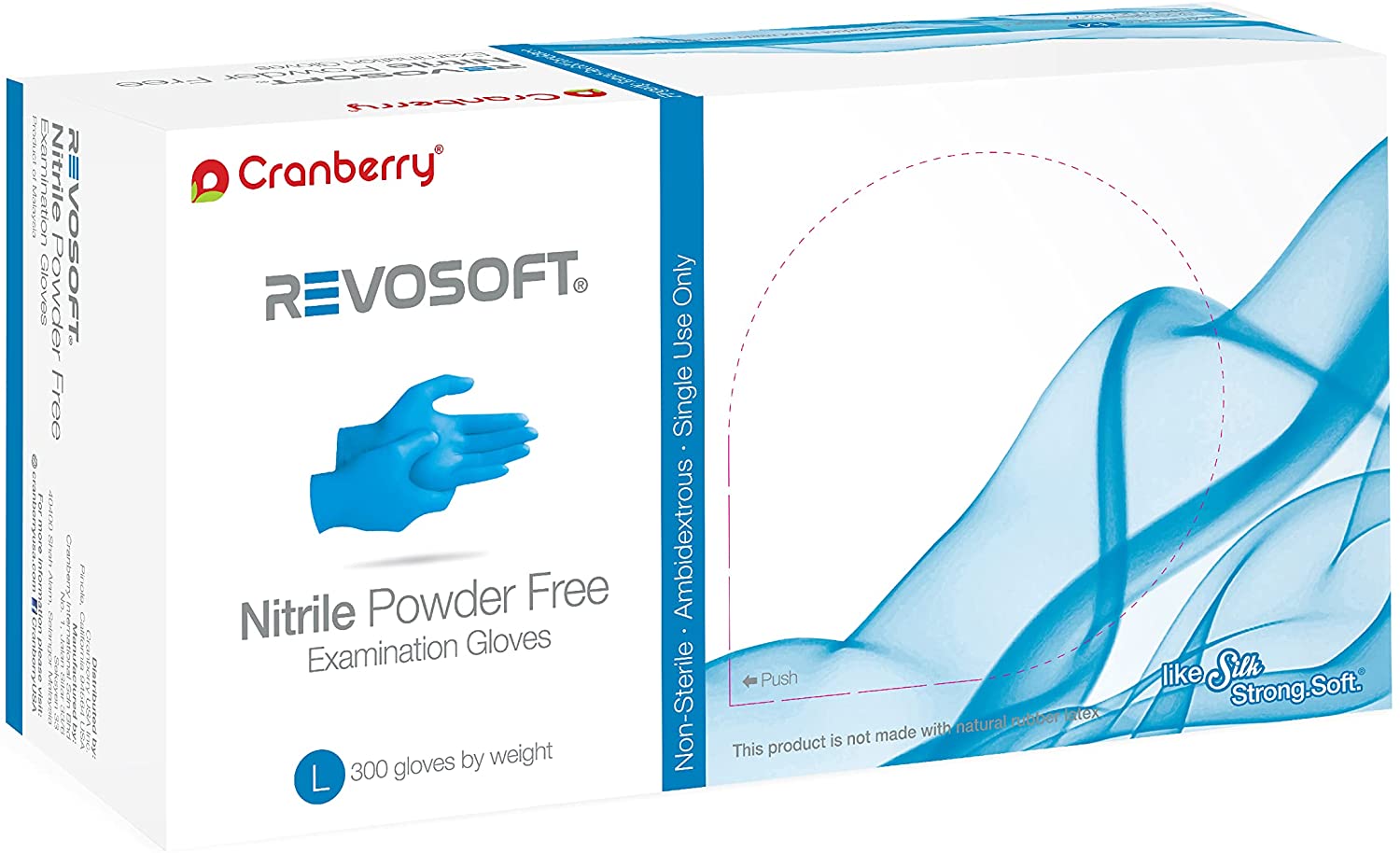 Cranberry CR3275 RevoSoft Nitrile Powder Free Exam Gloves, Disposable, 2.8 mil,