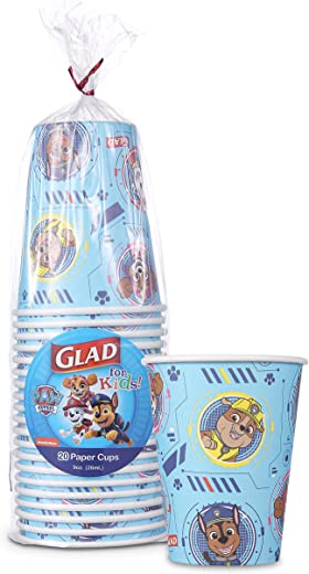 Glad for Kids Paw Patrol Paper Cups Disposable Paper Cups with Paw Patrol Design for Kids Heavy Duty Disposable Paper Cups for Everyday Use and All…