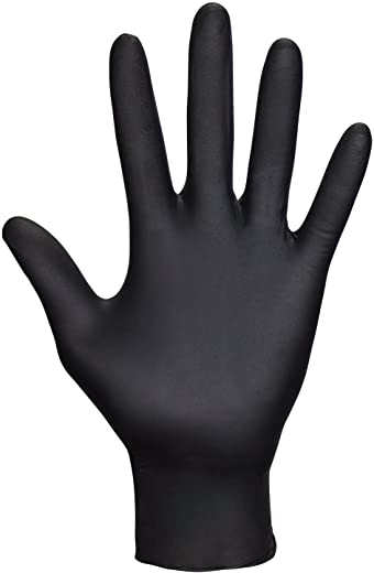 SAS Safety 66518 Raven Powder-Free Disposable Black Nitrile 6 Mil Gloves, Large, 100 Gloves by Weight
