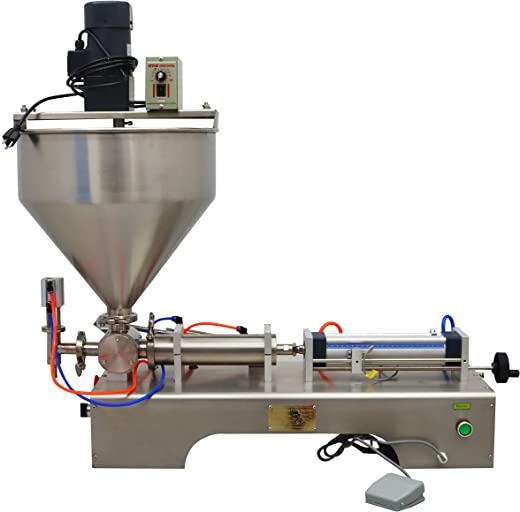 TECHTONGDA Paste Liquid Filling Machine Single Nozzle Piston Filler with Mixing Hopper Bottle Pack Seal for Shampoo Toothpaste 50-500ml