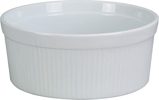 Yanco SF-164 Souffle Bowl, Fluted, 64 oz Capacity, 8.5″ Diameter, 2.75″ Height, Porcelain, Super White, Pack of 12
