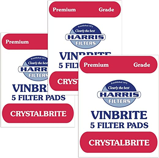 3x Harris Crystalbrite Filter Pads 5-pk Use with Harris Vinbrite MK3 Filter Kit