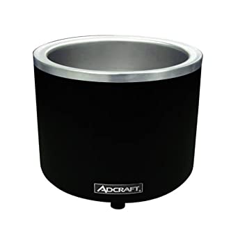 Adcraft FW-1200WR/B Countertop Soup Warmer with Thermostatic Controls, Food Cooker, Black Stainless Steel, 1200-Watts, 120v,7 quarts