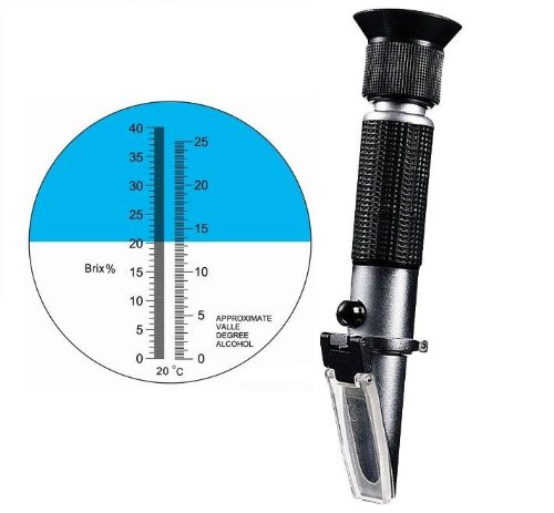 Ade Advanced Optics RHW-25/Brix-40ATC 0-40% Brix and 0-25% Alcohol Dual Scale Refractometer for Winemakers/Beer Makers