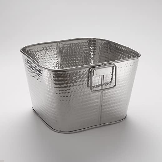 American Metalcraft STH14 Hammered Tub, Square, Stainless Steel, 8-1/2″ Height, 14″ Width, 14″ Length
