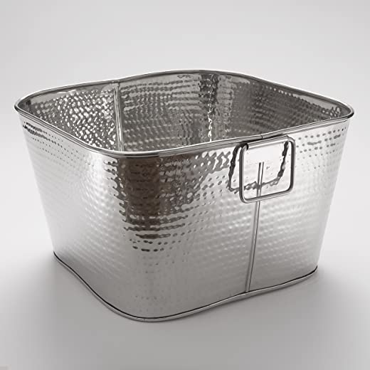 American Metalcraft STH16 Hammered Tub, Square, Stainless Steel, 9-1/2″ Height, 16-1/2″ Width, 16-1/2″ Length