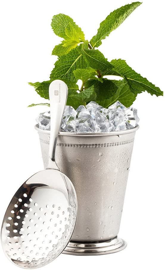 Bar Lux 6.4 Inch x 3 Inch Julep Strainer, 1 Mirrored Finish Drink Strainer – Perforated, Wide, Silver Stainless Steel Cocktail Strainer, Ergonomic…