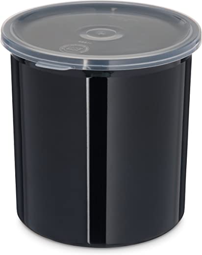 Carlisle 030103 Solid Color Commercial Round Storage Container with Lid, 1.2 Quart Capacity, Black