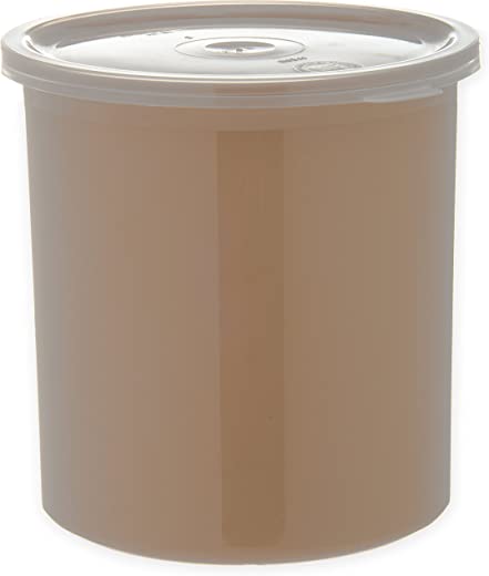 Carlisle 030106 Solid Color Commercial Round Storage Container with Lid, 1.2 Quart Capacity, Beige