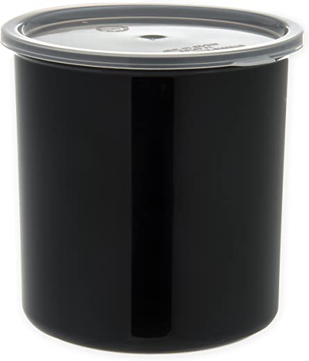 Carlisle 030203 Solid Color Commercial Round Storage Container with Lid, 2.7 Quart Capacity, Black