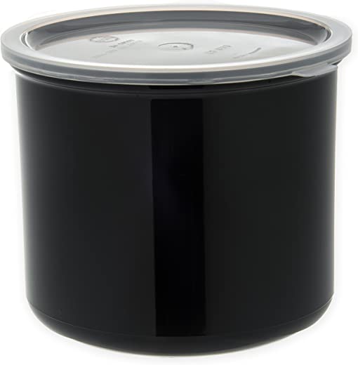 Carlisle 030403 Solid Color Commercial Round Storage Container with Lid, 4 Quart Capacity, Black