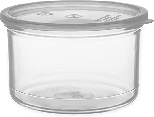 Carlisle 031607 Solid Color Commercial Round Storage Container with Lid, 1.5 Quart Capacity, Clear