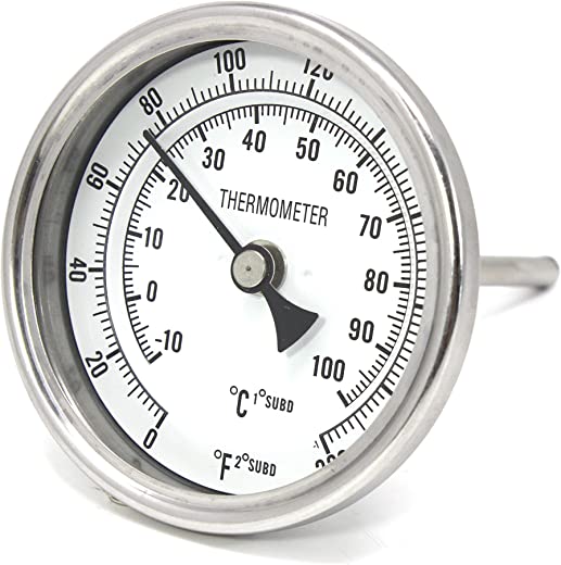 CONCORD 3″ Stainless Steel Thermometer for Home Brewing (4″ Stem)