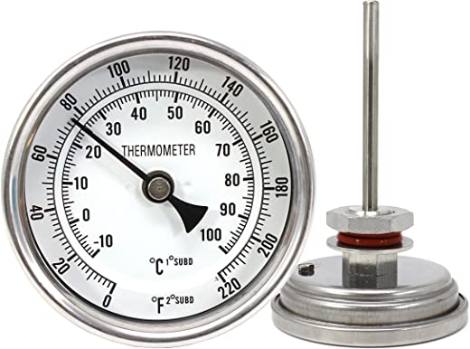 CONCORD 3″ Stainless Steel Thermometer with Mounting Assembly. Great for Home Brewing