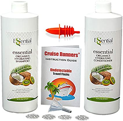 CRUISE RUNNERS Fake Shampoo & Conditioner Alcohol Drinking Flask Kit Plastic Bottles Hidden Liquor Containers Smuggle Hide Sneak Booze, Rum Runners…