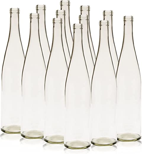 FastRack – W13 750 ml Clear Wine Bottles Empty, Stretch Hock Liquor Bottles, 750 ml Clear Glass Bottles, 750 ml Empty Bottles, Empty Bottles for…