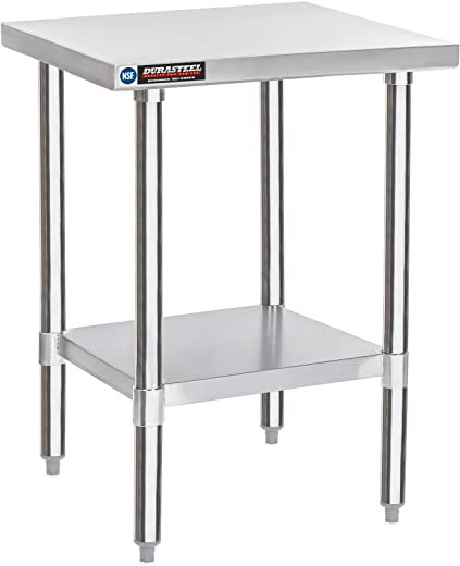 Food Prep Stainless Steel Table – DuraSteel 24 x 18 Inch Commercial Metal Workbench with Adjustable Under Shelf – NSF Certified – For Restaurant,…