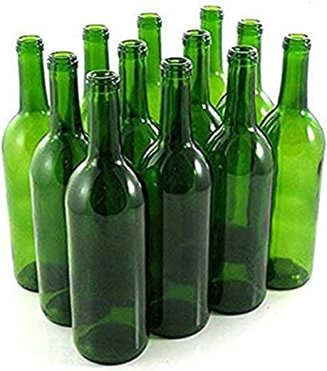 Green Wine Bottles, 750 ml Capacity (Pack of 12)