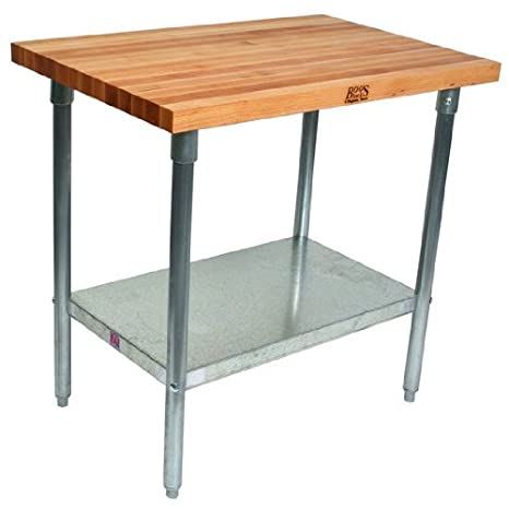 John Boos HNS01 Maple Top Work Table with Galvanized Base and Shelf, 36″ x 24″ x 1-3/4″