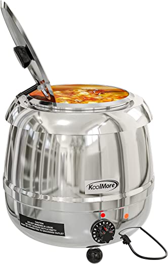 KoolMore Commercial Soup Kettle Warmer with Hinged Lid and Removable Stainless-Steel Pot Insert for Buffet, Restaurant, Party, Event, and Catering,…