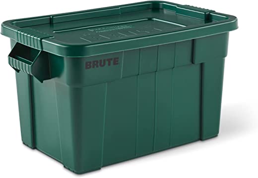 Rubbermaid Commercial Products Brute Tote Storage Container with Lid-Included, 20-Gallon, Dark Green, Rugged/Reusable Boxes for…
