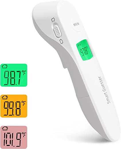 Smart Guesser Non-Touch Forehead Thermometer,Baby and Audlts Digital Infrared Thermometer with Fever Alarm, LCD Display and Memory Function