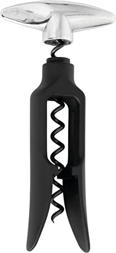True Twister: Easy Corkscrew Turn Key Bar Accessory Wine Bottle Opener, 6″, Black