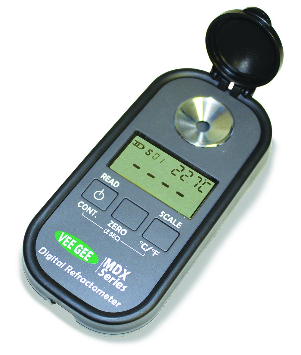 Vee Gee 48201 Digital Refractometer, Mdx-201, for Sodium Chloride, 4 Scales, Grey Plastic Housing, 32 mm x 60 mm x 120 mm