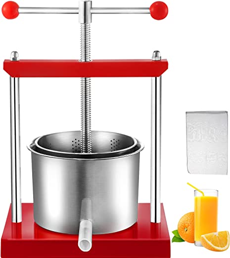 VEVOR Fruit Wine Press, 1.45Gal/5.5L Grape Press for Wine Making, Wine Press Machine with 2 Stainless Steel Barrels, Wine Cheese Fruit Vegetable…