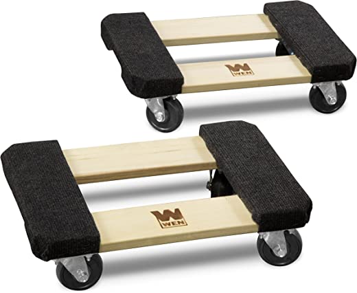 WEN DL1812 1320 lbs. Capacity 12 in. x 18 in. Hardwood Furniture Moving Dolly, Two Pack