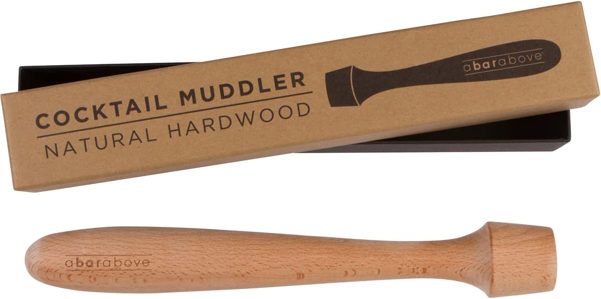 Wooden Cocktail Muddler – 12 Inch Long Muddler – Bartender Gear for Home or Professional Bars – Perfect for Crushing Fruit, Pressing Mint and Sugar…