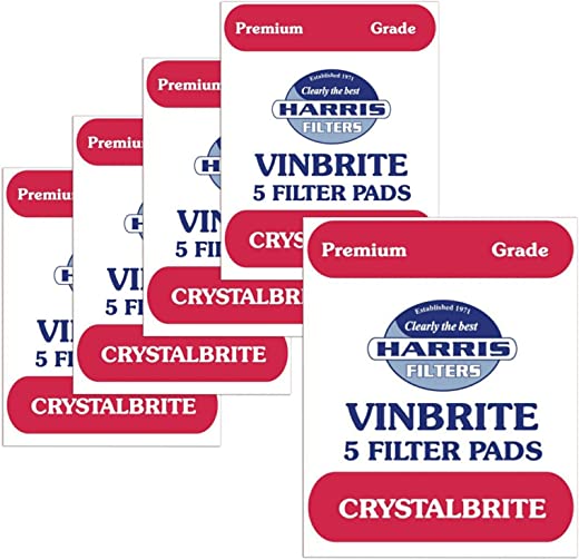 5x Harris Crystalbrite Filter Pads 5-pk Use with Harris Vinbrite MK3 Filter Kit