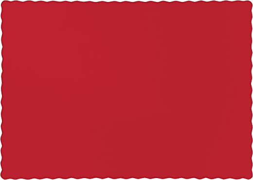 Creative Converting Paper Scalloped Edges Placemats, 9.45″ x 13.25″, Classic Red