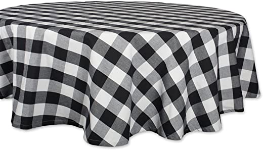 DII Buffalo Check Collection, Classic Farmhouse Tablecloth, Tablecloth, 70″ Round, Black & White