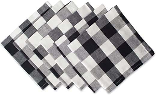 DII Buffalo Check Collection, Classic Farmhouse Tabletop Set, Napkin Set, 20×20, Black & White, 6 Piece