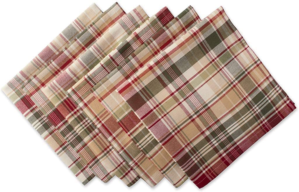 DII Cabin Tablecloth Collection, Give Thanks, Napkin Set, Plaid