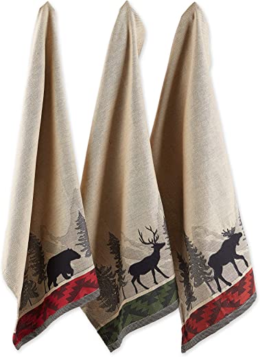 DII Woodlands Collection Dishtowel Set, 18×28, in The Woods, 3 Piece